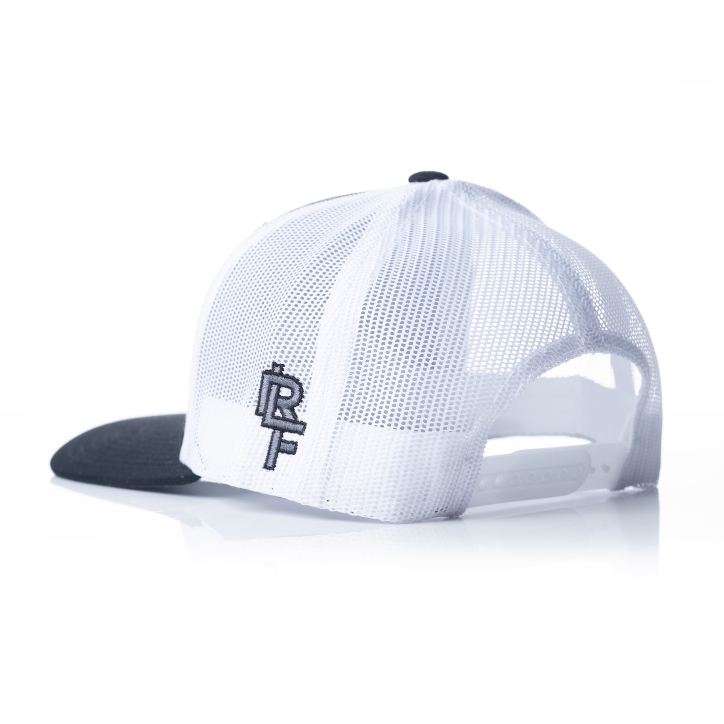 Monochromatic Logo Richardson 511 Wool Blend Flat-bill Trucker Cap- Earth Mountain on Black/White