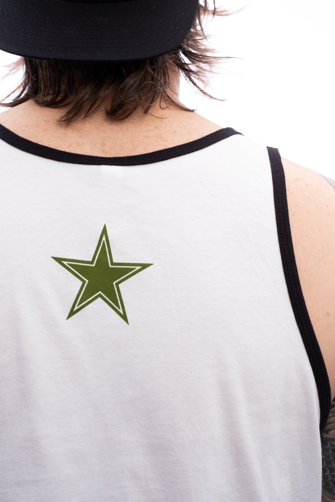 Mens Ringer Tank Rasta Ridgeline Logo- White/Black