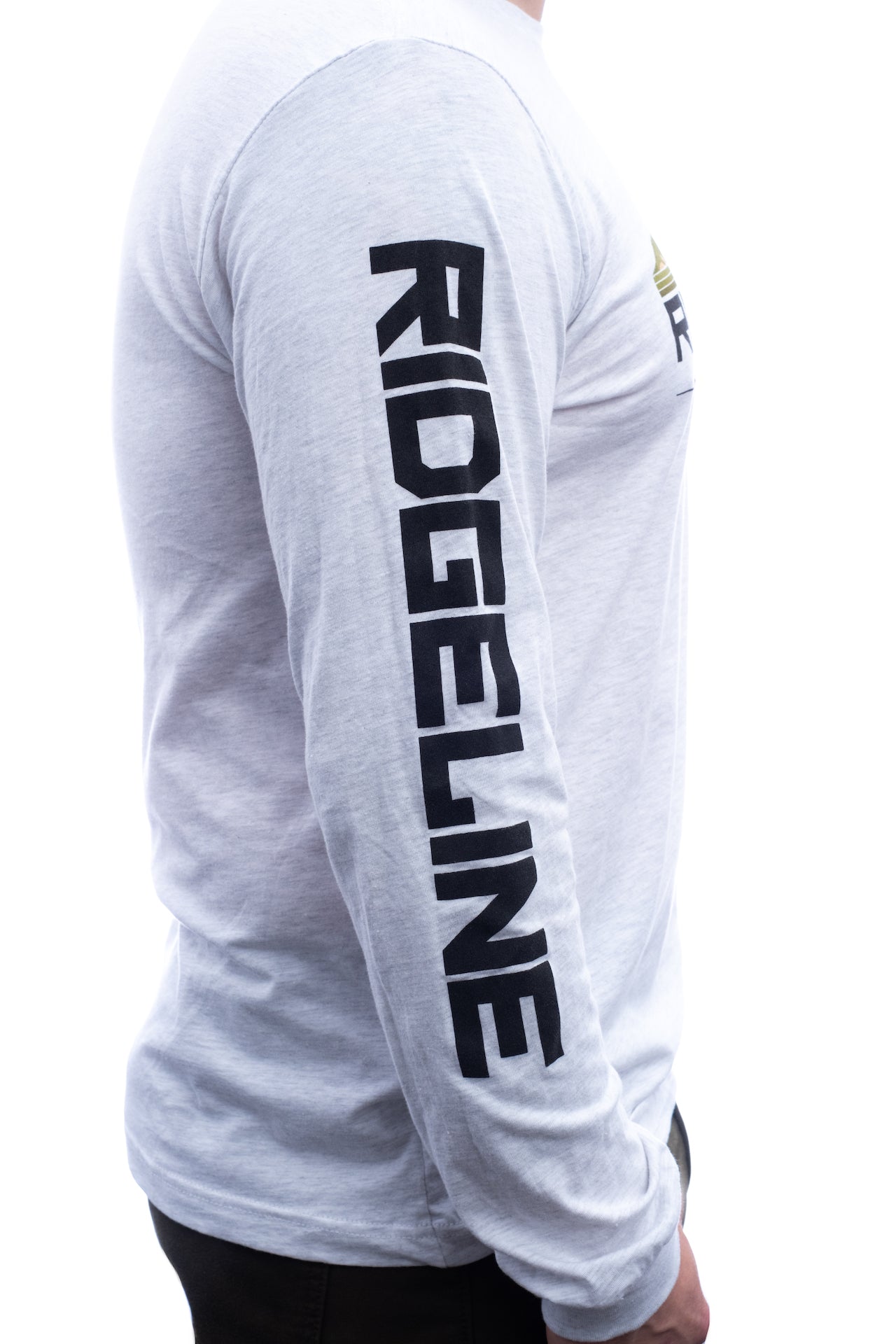 100% Ring-spun Cotton Long Sleeve Tee with Camo Mountain Ridgeline Logo - White