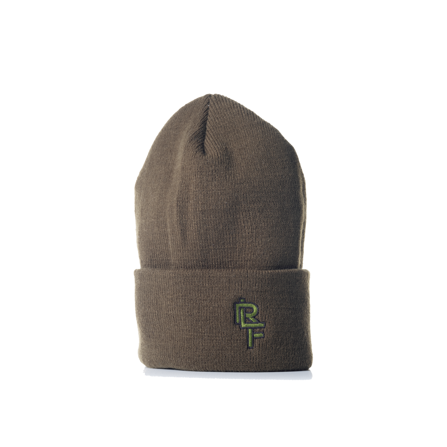Quintessential Cuffed Beanie in Olive with Rasta Ridgeline Farms logo