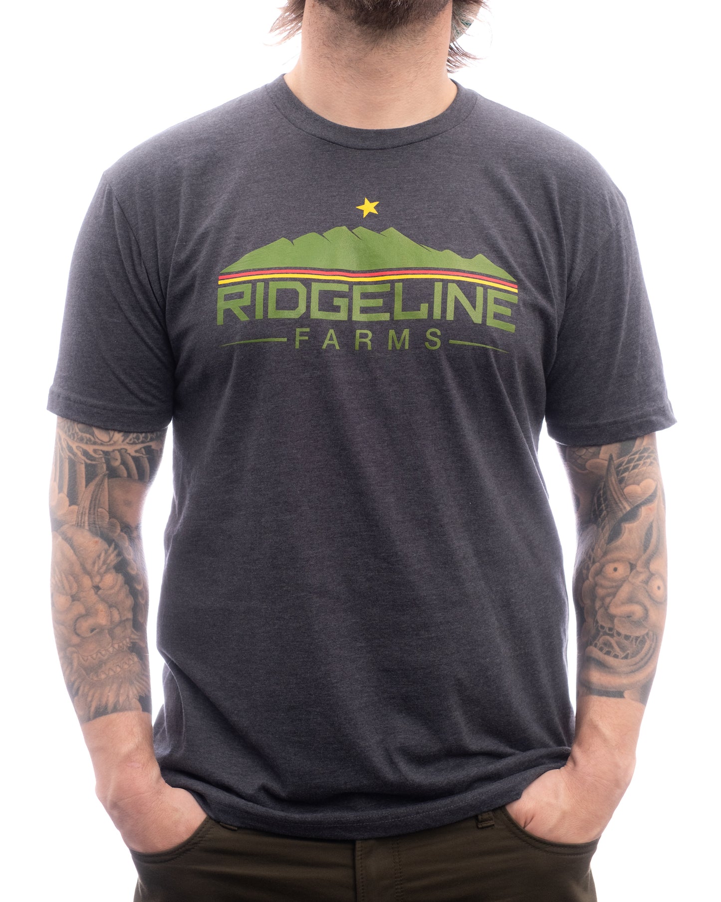 Rasta Ridgeline Logo CVC Tee- Charcoal Heather