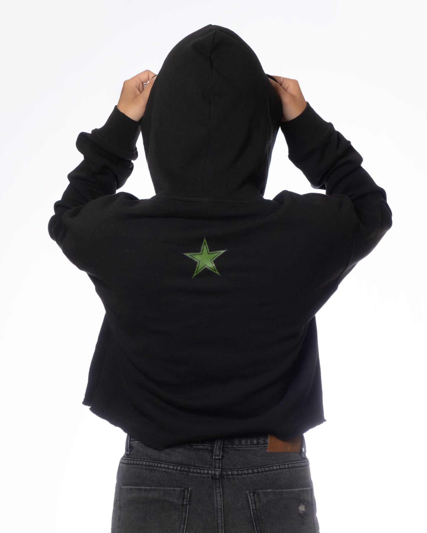Independent Trading Company Women's (Light Weight) OG Rasta Logo Solid Black Crop Hoodie