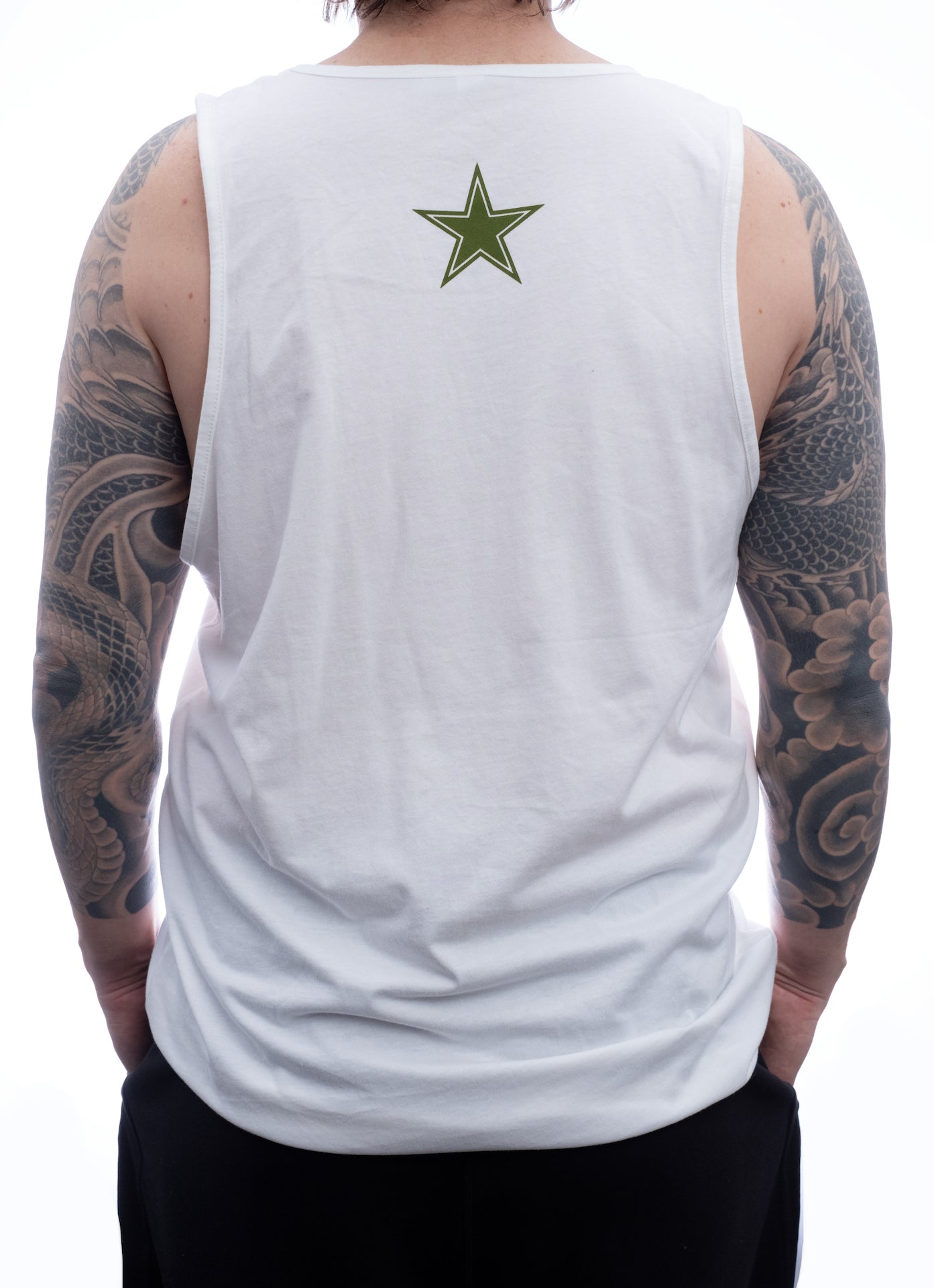 Mens Tank Rasta Ridgeline Logo- White