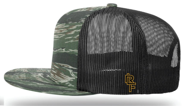 Classic Flat Bill Richardson Cap With Black & Gold "Camo"  Ridgeline Farms Logo
