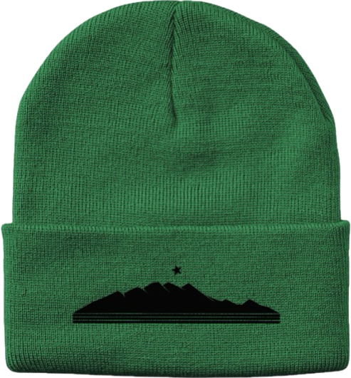 Quintessential Cuffed Beanie in Emerald Green with Monochromatic Ridgeline Farms logo