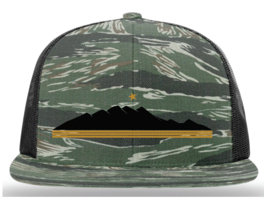 Classic Flat Bill Richardson Cap With Black & Gold "Camo"  Ridgeline Farms Logo