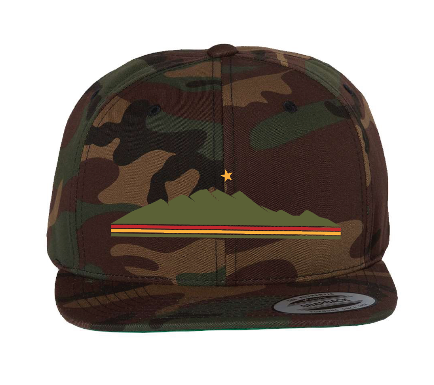 Green Camo Premium Flat Bill Snapback Ridgeline Cap